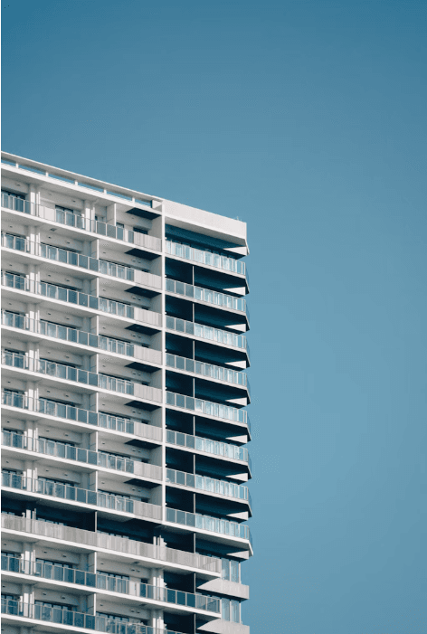 Modern apartment building with spacious balconies